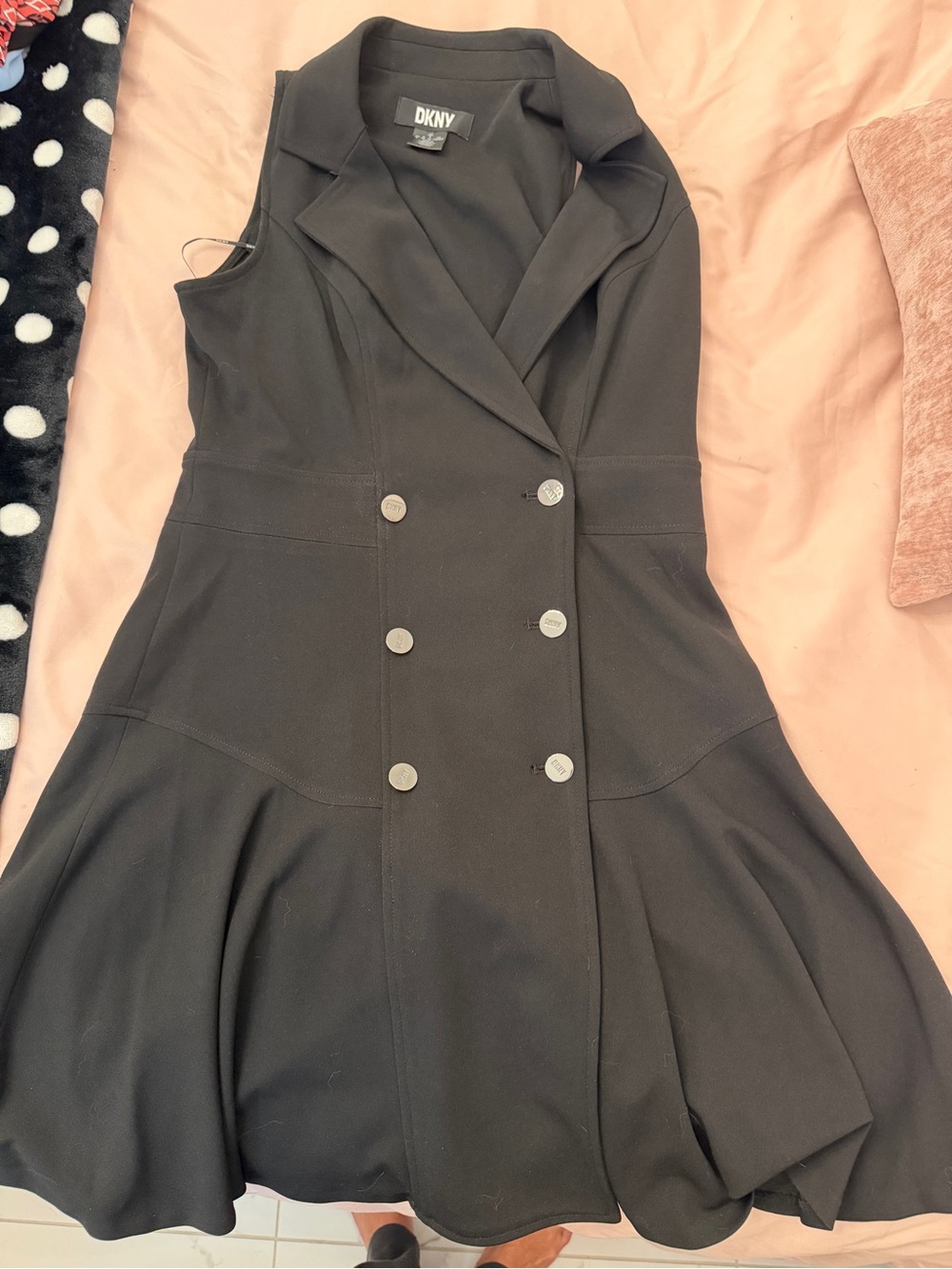 DKNY Black Sleeveless Double-Breasted Mini Dress
